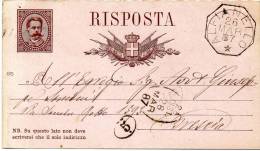 1887  CARTOLINA CON ANNULLO ALFIANELLO BRESCIA - Entiers Postaux