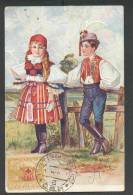 1920  CZECHOSLOVAKIA   USTI NAD ORLICI  TO  ESTONIA , RED CROSS  OVERPRINT  FOLK COSTUMES BY F. SMETAK ,OLD POSTCARD,o - Briefe U. Dokumente