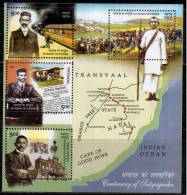 India Miniature MNH 2007, Cenetenery Of Satyagraha, Gandhi, Train, Indian Opinion Jounalism, Map Of South Africa - Mahatma Gandhi