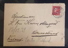 Sweden: Used Cover 1934 Sent To Finland - Fine - Storia Postale