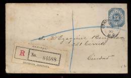 Argentina 1892 Registered Stationery Local Usage - Lettres & Documents