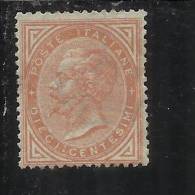 ITALY KINGDOM ITALIA REGNO 1865 EFFIGIE RE VITTORIO EMANUELE II CENTESIMI 10 TORINO MLH CENTRATO FIRMATO - Neufs