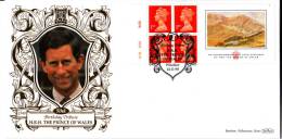 Great Britain FDC Scott #MH288 Booklet Pane Of 4 With Label Commemorating Prince Charles' 50th Birthday Benham 387 / 500 - 1991-2000 Em. Décimales