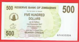 ZIMBABWE -  500  Dolar  2006 SC  P-43 - Simbabwe