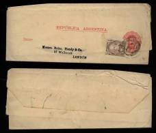 Argentina 1890 Uprated Wrapper To LONDON England - Cartas & Documentos