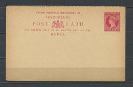 Great Britain Seychelles Postal Stationary Card Red  4 C Unused Reply Card - Seychellen (...-1976)