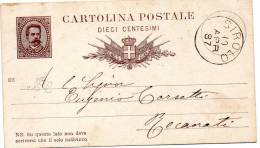 1887 CARTOLINA CON ANNULLO SIROLO ANCONA - Interi Postali