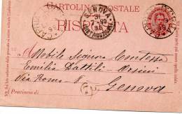1899  CARTOLINA CON ANNULLO Capriata D'Orba ALESSANDRIA - Postwaardestukken