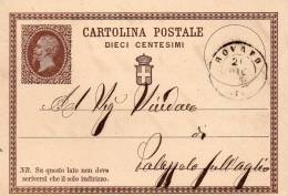 1875  CARTOLINA CON ANNULLO  ROVATO BRESCIA - Stamped Stationery