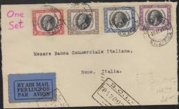G)1935 SOUTHAFRICA, COMPLETE SET-RED 1D-BROWN 2D-BLUE 3D-PURPLE 6D, AIRMAIL CIRCULATED COVER TO ITALY, XF - Poste Aérienne