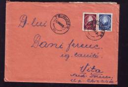 COAT OF ARMS, 2 STAMPS ON COVER, 1949, ROMANIA - Lettres & Documents