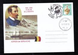 ADRIEN DE GERLACHE, BELGICA SHIP,  EXPEDITION IN ANTARCTICA, SPECIAL COVER, 2009, ROMANIA - Exploradores