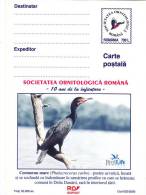 BIRDS, OISEAUX, PHALACROCORAX CARBO, POSTCARD STATIONERY, ENTIERE POSTAUX, UNUSED, 2000, ROMANIA - Pelicans