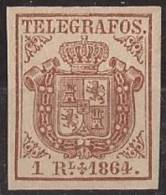 ESTGF1-L2151TESSC.Espagne . Spain.ESCUDO DE ESPAÑA.TELEGRAFOS  DE ESPAÑA .1864 (Ed 1*)  MAGNIFICO.Certificado. - Autres & Non Classés
