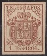 ESTGF1-L2151TESO.Espagne . Spain.ESCUDO DE ESPAÑA.TELEGRAFOS  DE ESPAÑA .1864 (Ed 1*)  MAGNIFICO.Certificado. - Autres & Non Classés