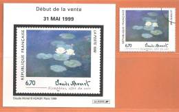 (L159) N° 3247 Monet étiquette Annonce  + Une Valeur Paraoblitérée (nymphéas, Peinture) Voir Description - Cartas & Documentos