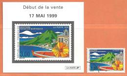 (L161) N° 3244 Martinique étiquette Annonce  + Une Valeur Paraoblitérée (St Pierre, Volcan) Voir Description - Cartas & Documentos