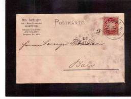 DE120   -   GERMANIA  BAYERN  STORIA POSTALE   -   POSTKARTE    AUGSBURG/BARI    19.9.1897 - Briefe U. Dokumente