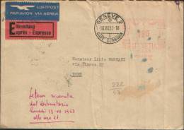 1953 AFFRANCHISEMENT MECANIQUE GENEVE 2 GARE CORNAVIN X ROMA EXPRES - Postage Meters