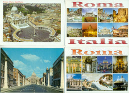 Italia, Italy, Rome, Roma, Lateran Agreements Street, St. Peter's Basilica, Lot Of 4 Postcards D62 - Piazze