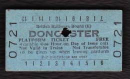 Railway Platform Ticket DONCASTER BRB(E) Free Issue Edmondson - Europe