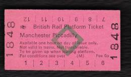 Railway Platform Ticket MANCHESTER PICCADILLY BRB(M) Green Diamond Edmondson - Europa