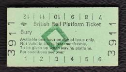 Railway Platform Ticket BURY BRB(M) Green Diamond Edmondson - Europa