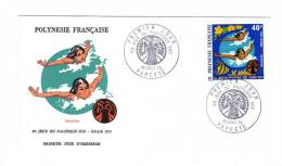 Premier Jour D´ Emission, FDC: Polynesie Française, Papeete, 5è Jeux Du Pacifique Sud Guam 1975, Natation, 01-08-75 - FDC