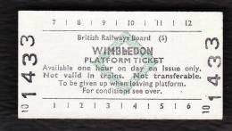 Railway Platform Ticket WIMBLEDON BRB(S) Green Diamond Edmondson - Europe