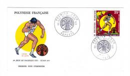 Premier Jour D´ Emission, FDC: Polynesie Française, Papeete, 5è Jeux Du Pacifique Sud Guam 1975 Lancer Du Poids 01-08-75 - FDC