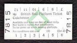 Railway Platform Ticket COLCHESTER BRB(E) Green Diamond Edmondson - Europe