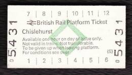 Railway Platform Ticket CHISLEHURST BRB(S) Green Diamond Edmondson - Europe