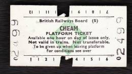 Railway Platform Ticket CHEAM BRB(S) Green Diamond Edmondson - Europe