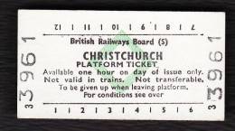 Railway Platform Ticket CHRISTCHURCH BRB(S) Green Diamond Edmondson - Europa