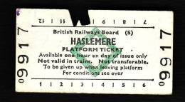 Railway Platform Ticket HASLEMERE BRB(S) Green Diamond Edmondson - Europa