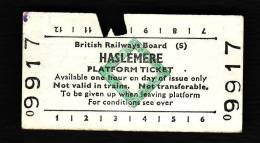 Railway Platform Ticket HASLEMERE BRB(S) Green Diamond Edmondson - Europe