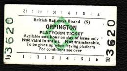 Railway Platform Ticket ORPINGTON BRB(S) Green Diamond Edmondson - Europe