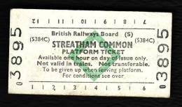 Railway Platform Ticket STREATHAM COMMON BRB(S) Green Diamond Edmondson - Europa