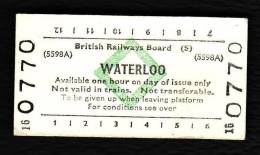 Railway Platform Ticket London WATERLOO BRB(S) Green Diamond Edmondson - Europe