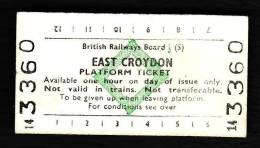 Railway Platform Ticket EAST CROYDON BRB(S) Green Diamond Edmondson - Europe