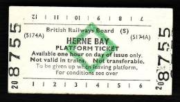 Railway Platform Ticket HERNE BAY BRB(S) Green Diamond Edmondson - Europa