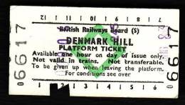 Railway Platform Ticket DENMARK HILL BRB(S) Green Diamond Edmondson - Europe
