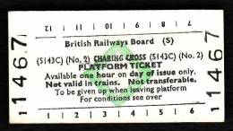 Railway Platform Ticket CHARING CROSS No.2 BRB(S) Green Diamond Edmondson - Europa