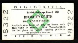Railway Platform Ticket BROMLEY SOUTH BRB(S) Green Diamond Edmondson - Europe