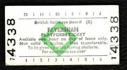 Railway Platform Ticket FAVERSHAM BRB(S) Green Diamond Edmondson - Europe