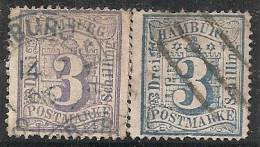 ALEMANIA 1864/65 (HAMBURGO) - Yvert #17+17a - VFU - Hamburg