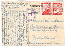 Austria 1948 Censored Postal Card,Wien To Friedelsheim,Germany, French Zone And Lottery Slogan - Covers & Documents