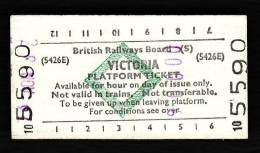 Railway Platform Ticket VICTORIA BRB(S) Green Diamond Edmondson London - Europa