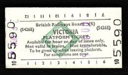 Railway Platform Ticket VICTORIA BRB(S) Green Diamond Edmondson London - Europe