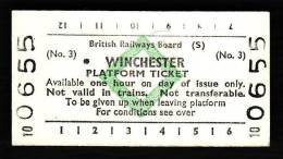 Railway Platform Ticket WINCHESTER No.3 BRB(S) Green Diamond Edmondson - Europe